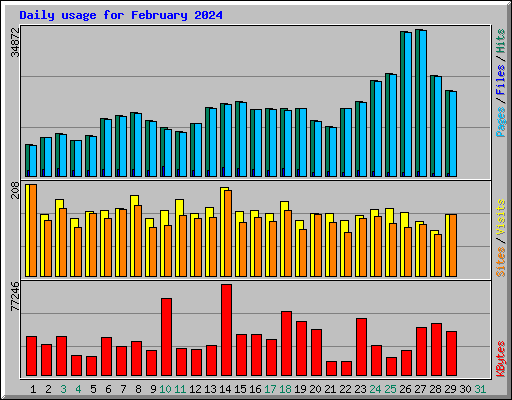 Daily usage for February 2024
