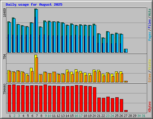 Daily usage for August 2025
